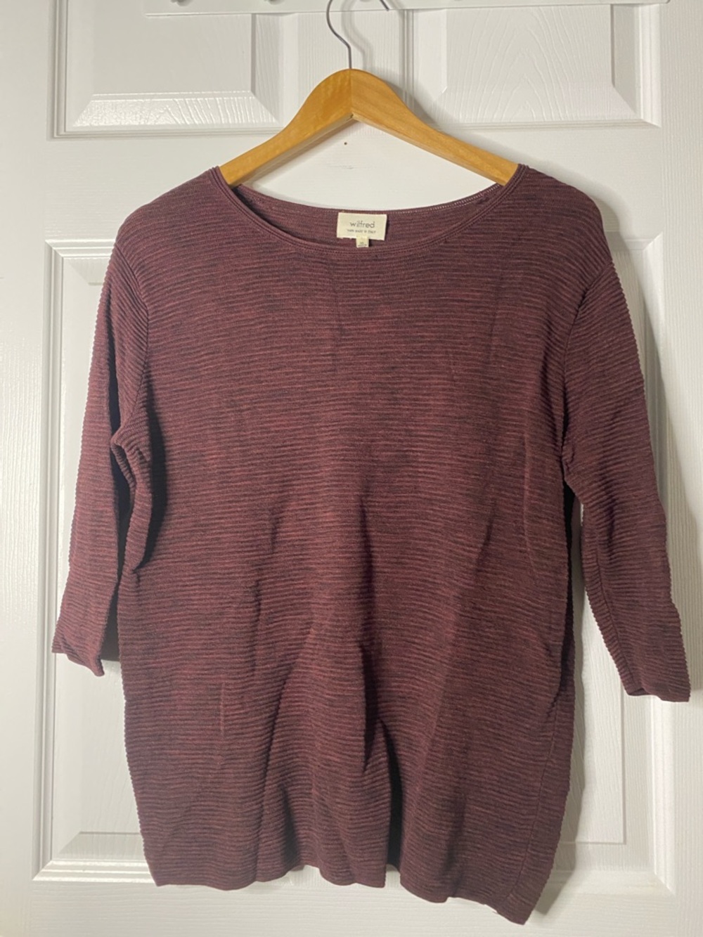 Wilfred Maroon Ribbed Pullover Top #7